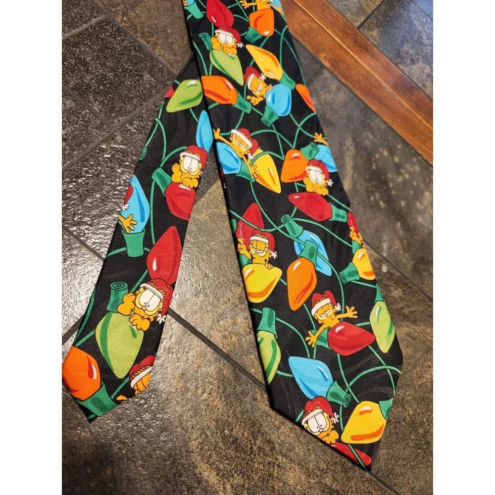 Vtg 90s Garfield Neck Tie Christmas Lights 56